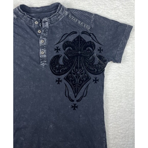 Vtg Affliction Shirt Mens M Live Fast Lost Souls Cross Wings Distressed MMA Y2K - Picture 5 of 8